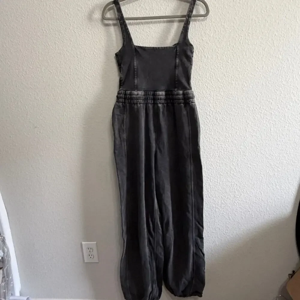 NEW Free People X Inbound Jumpsuit In Charcoal Small Luxe Leisure Boho Normcore